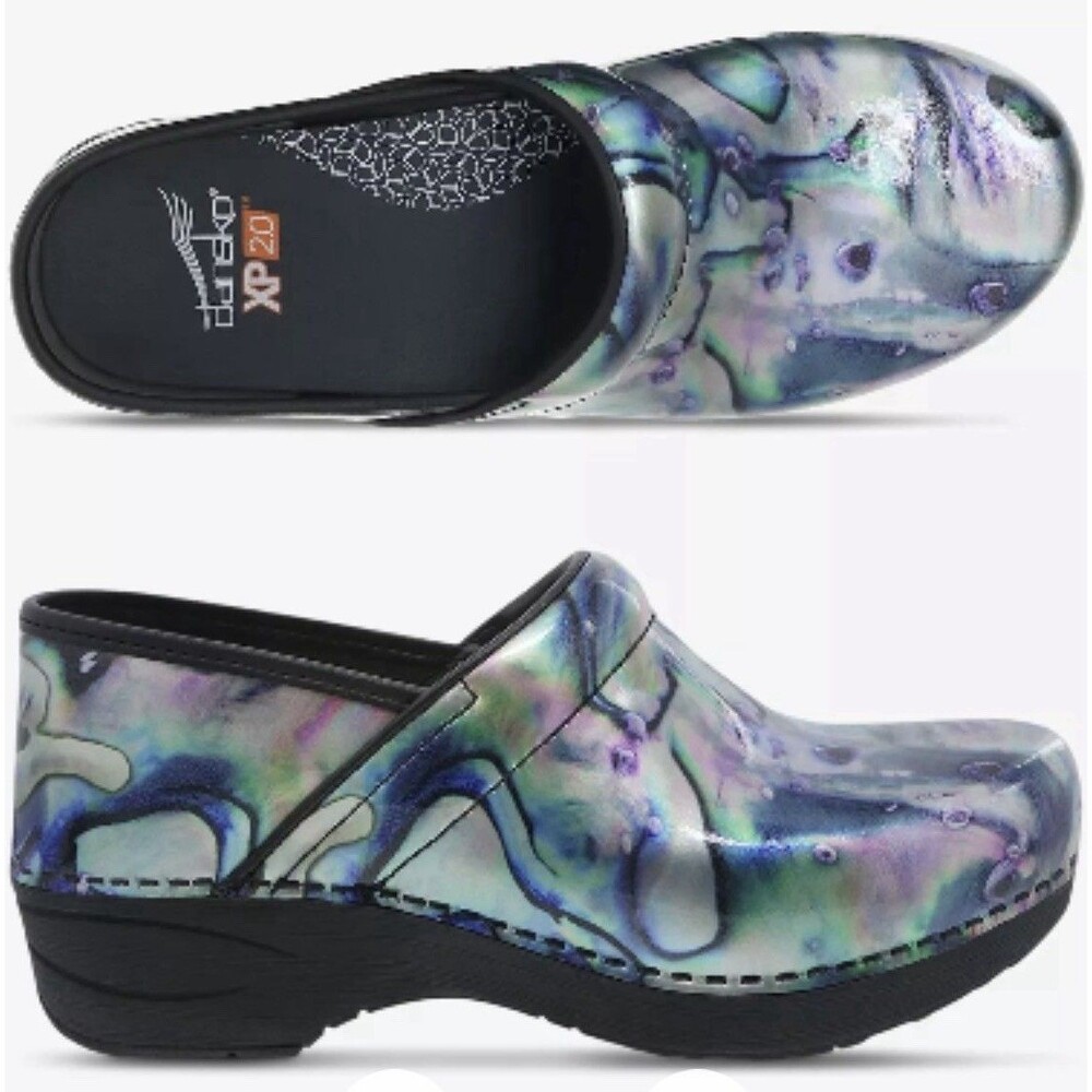 Dansko Women's XP 2.0 Silver Pearl Patent Leather Nursing Clog Sz 42 / W11.5-12